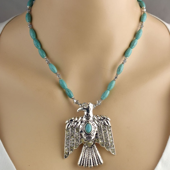 BG Designs Jewelry - Turquoise & Swarovski Thunderbird Necklace Set
